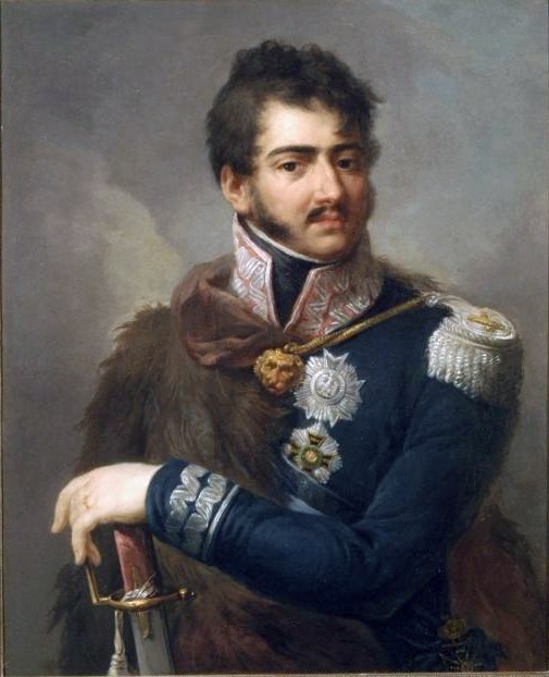 포니아토프스키 왕자의 모습입니다. 이 양반의 아버지는 폴란드 왕족이었고 어머니는 오스트리아 귀족으로서, 태어난 곳도 비엔나였고 군 생활은 오스트리아 장교로서 시작했습니다. 그러다가 삼촌인 스타니슬라브 2세의 영향을 받아 폴란드로 국적을 정하고 활약했습니다. 그러다가 나라가 망하는 봉변을 당했지요. 이 양반은 1809년 오스트리아-폴란드 전쟁에서 공을 세워 프랑스 군의 원수직까지 맡게 되는데, 나폴레옹 휘하의 원수 중 외국인은 이 양반이 유일했습니다.