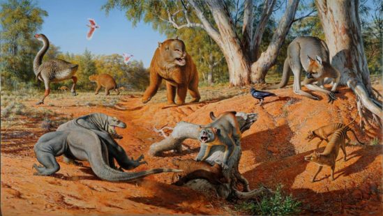 A menagerie of megafauna that inhabited Australia some 45,000 years ago. Credit: Peter Trusler, Monash University