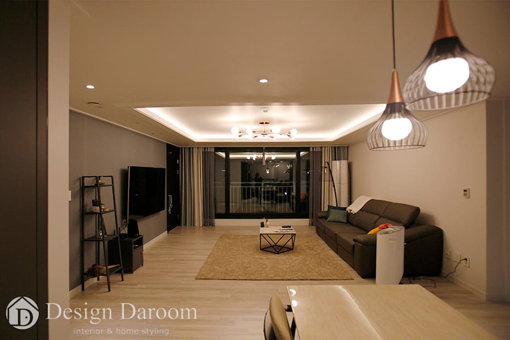 수유 두산위브 아파트 34py 거실: Design Daroom 디자인다룸의 거실