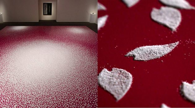 10만 송이의 벚꽃잎이 가득한 방, 아름다운 소금 아트